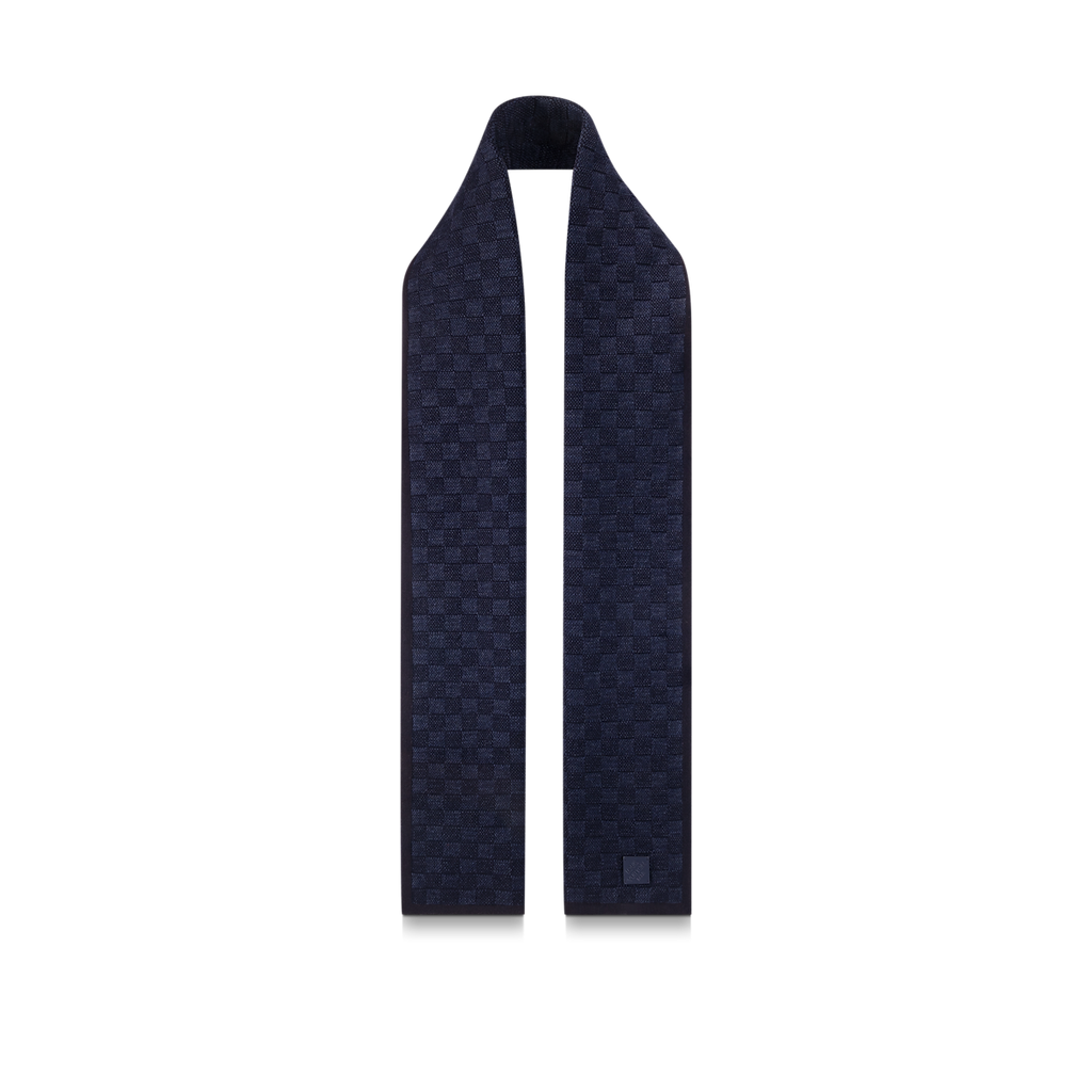 Bonnet et Écharpe Néo Petit Damier Bleu Marine