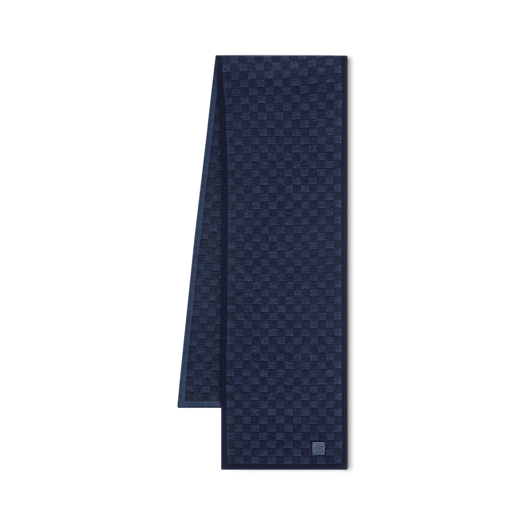 Bonnet et Écharpe Néo Petit Damier Bleu Marine