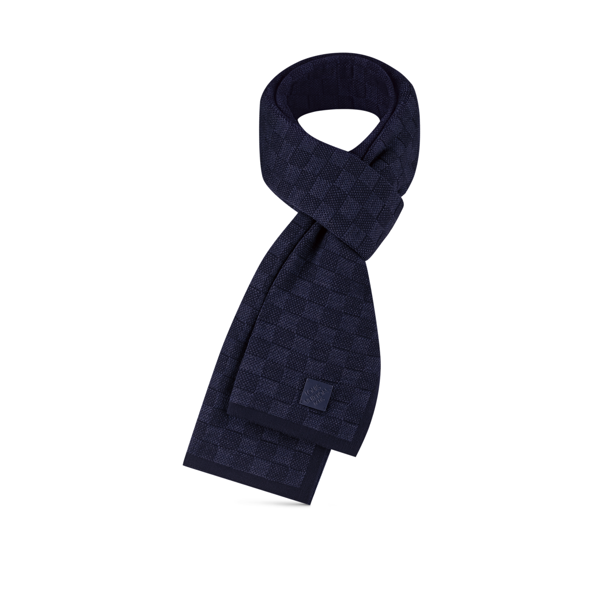 Bonnet et Écharpe Néo Petit Damier Bleu Marine